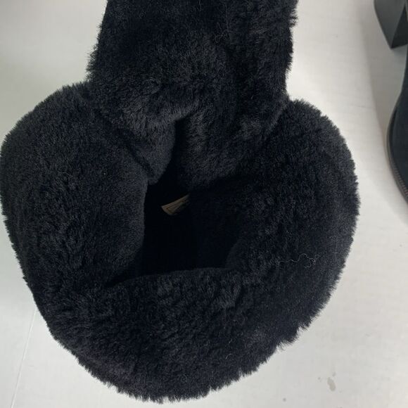 UGG Jerene black suede leather shearling lined lace-up heeled boots - Picture 8 of 10